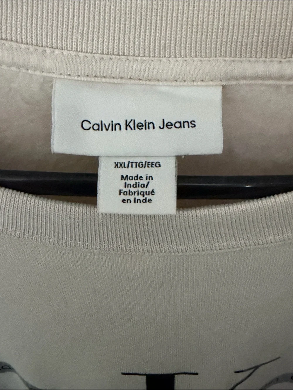 Calvin Klein Jeans Men's Cream Crewneck Sweatshirt with CK Logo